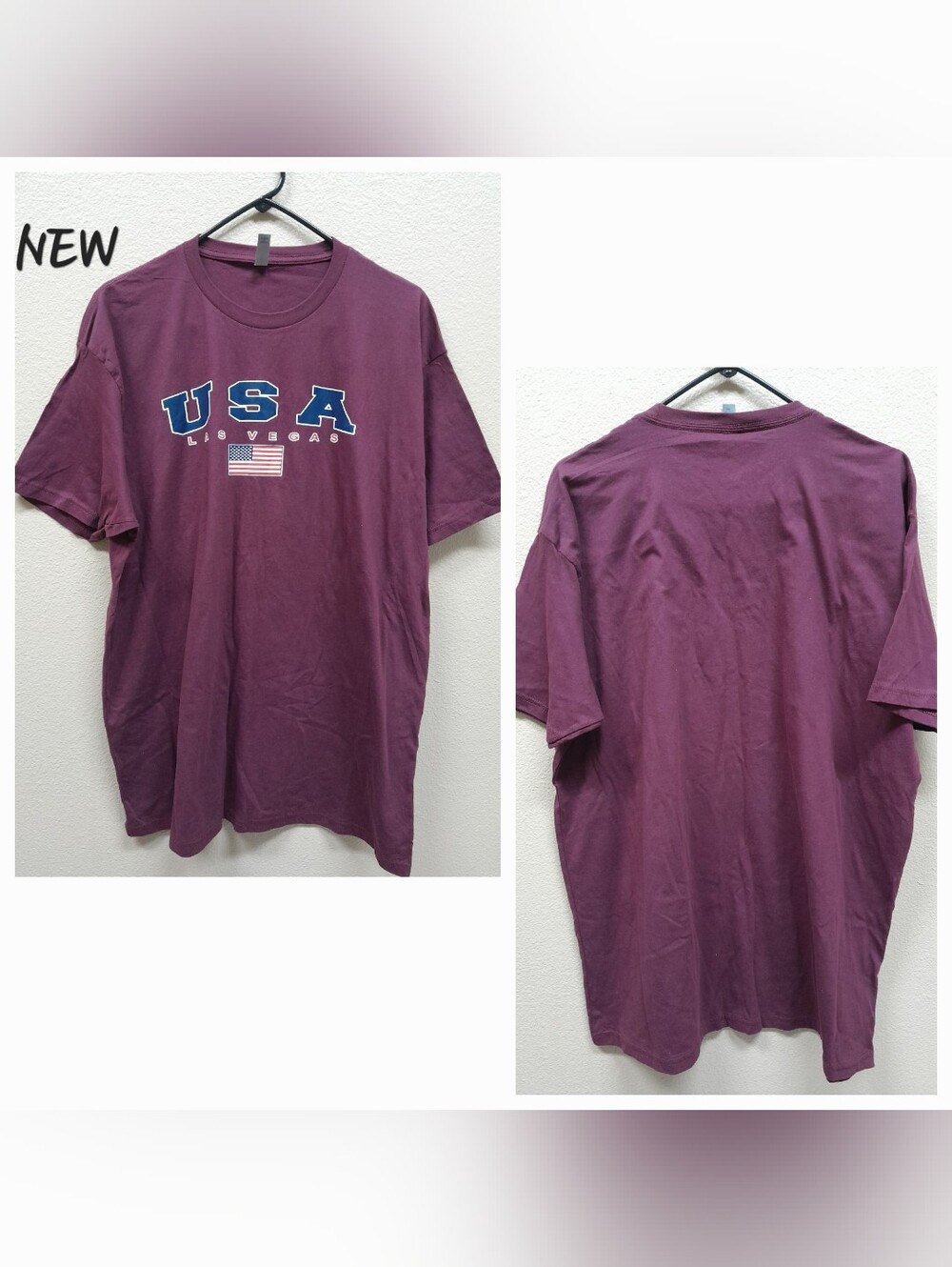 Source Unknown USA Las Vegas Flag Men's Maroon T-Shirt NWT Size:XXL